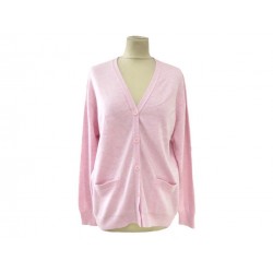 NEUF PULL ERIC BOMPARD GILET CLASSIQUE MO2 L 40 EN CACHEMIRE 2 FILS ROSE 210€