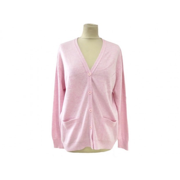 NEUF PULL ERIC BOMPARD GILET CLASSIQUE MO2 L 40 EN CACHEMIRE 2 FILS ROSE 210€