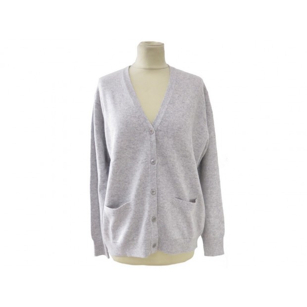 NEUF PULL ERIC BOMPARD GILET CLASSIQUE MO2 L 40 2 FILS EN CACHEMIRE GRIS 265€