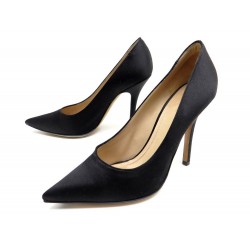 CHAUSSURES CELINE 37 ESCARPINS EN SATIN NOIR + BOITE SAC POCHON PUMP SHOES 530€