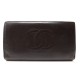 PORTEFEUILLE CHANEL LOGO CC EN CUIR CAVIAR MARRON PORTE MONNAIE WALLET 765€