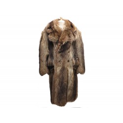 MANTEAU LONG HERMES TAILLE L FOURRURE MARMOTTE MARRON COAT FUR MARMOT