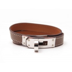 NEUF BRACELET HERMES KELLY DOUBLE TOUR 15.5 EN CUIR MARRON BROWN LEATHER 450€