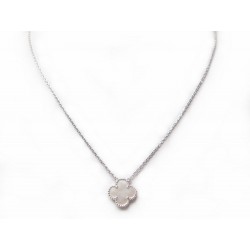 NEUF COLLIER VAN CLEEF & ARPELS PENDENTIF VINTAGE ALHAMBRA EN OR BLANC 2600€