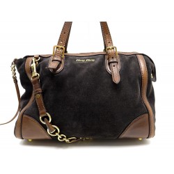 SAC A MAIN MIU MIU BOWLING BANDOULIERE CUIR & DAIM MARRON HAND BAG BROWN 1500€