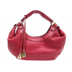 NEUF SAC A MAIN LANCEL CLOCHETTE EN CUIR TRESSE ROUGE BRAIDED LEATHER PURSE 590€