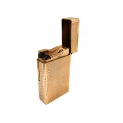 BRIQUET ST DUPONT A GAZ GUILLOCHE EN PLAQUE OR DORE + BOITE GAS LIGHTER 700€