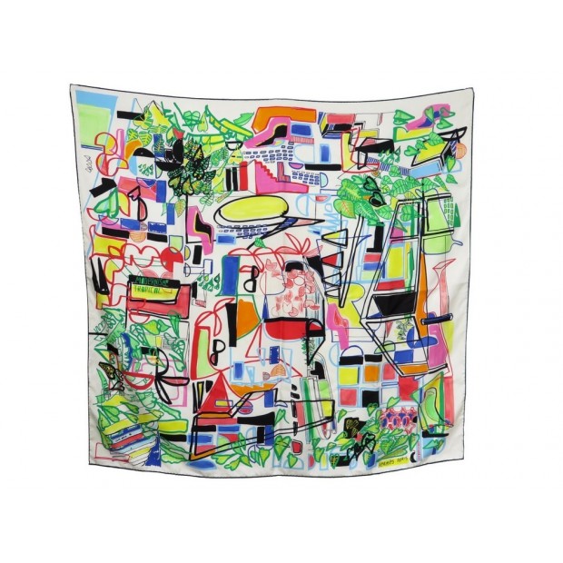 AUTHENTICITE FOULARD HERMES MODERNISME TROPICAL 