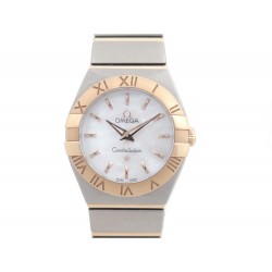 NEUF MONTRE OMEGA CONSTELLATION OR 18K & ACIER FEMME 24 MM QUARTZ WATCH 3600