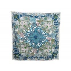 NEUF FOULARD HERMES MAITRES DE LA FORET SOIE BLEU CARRE 90 SILK SCARF BLUE 350€