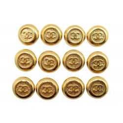 NEUF LOT DE 12 BOUTONS CHANEL LOGO CC EN METAL DORE POUR VESTE SET OF BUTTONS