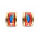 BOUCLES D'OREILLES HERMES BRAZIL A CLIP EN METAL DORE EMAIL ENAMEL EARRINGS 305€