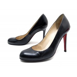 NEUF CHAUSSURES CHRISTIAN LOUBOUTIN RON RON 40 CUIR NOIR 