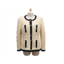 VESTE CHANEL PO3456 1994 L 44 EN TWEED LAINE BEIGE BOUTONS LOGO CC JACKET 5000€