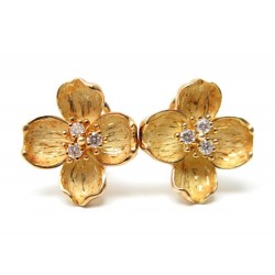 NEUF BOUCLES D'OREILLES TIFFANY & CO FLEUR EN OR DOGWOOD FLOWER EARRINGS 4950€