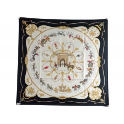 FOULARD HERMES THE ROYAL MEWS BUCKINGHAM PALACE EN SOIE NOIRE CARRE SCARF 350€