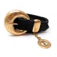 CEINTURE YVES SAINT LAURENT T 75 EN VEAU VELOURS NOIR BOUCLE LOGO YSL BELT 295€