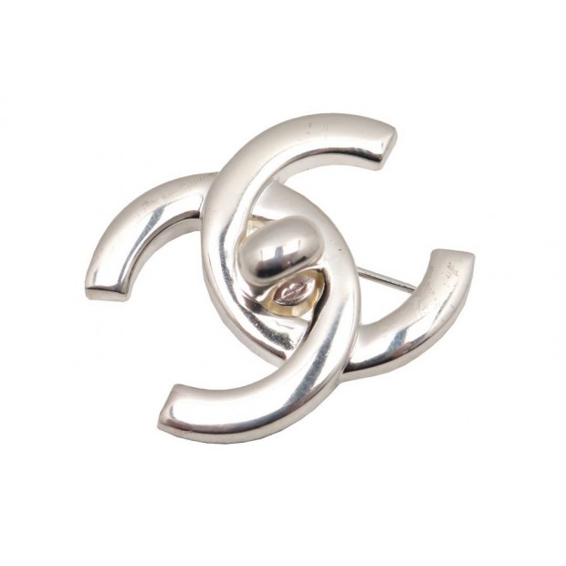 BROCHE CHANEL LOGO CC ARGENTE 