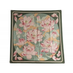 FOULARD HERMES FLEURS DE LOTUS CHRISTIANE VAUZELLES CARRE SOIE SILK SCARF 350€