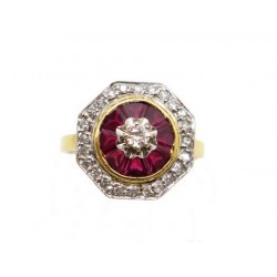 BAGUE SERTIE DIAMANTS & RUBIS 4.5 GR 