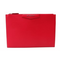 NEUF SAC POCHETTE A MAIN GIVENCHY ANTIGONA 29 CM EN CUIR ROUGE POCKET BAG 390€