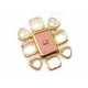 BROCHE CHANEL FLEUR LOGO CC 1996 EN METAL DORE AVEC PIERRE CRISTAL GOLDEN BROOCH