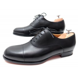 NEUF CHAUSSURES HERMES NAPOLI RICHELIEU 44 EN CUIR NOIR BOITE LEATHER SHOES 590€