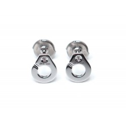 BOUCLES D OREILLE DINH VAN MENOTTES R8 OR BLANC ET DIAMANT 