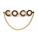 NEUF BROCHE CHANEL COCO EN STRASS NOIRS & METAL DORE CHAINE GOLD BROOCH 590€