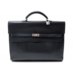 SACOCHE CARTABLE HERMES KELLY EN CUIR EPSOM NOIR SERVIETTE SAC A DEPECHES 4500€