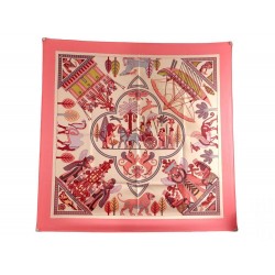 FOULARD HERMES PERSEPOLIS EN SOIE ROSE CARRE 90 CM SILK SCARF PINK 350€