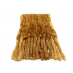 NEUF ECHARPE EN FOURRURE EN VISON TRICOTE ALAN GERARD MARRON GOLD MINK FUR SCARF