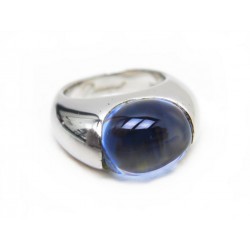 BAGUE BACCARAT 53 EN CRISTAL DE ROCHE BLEU ARGENT MASSIF RING SILVER STONE 300€