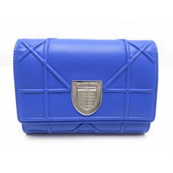 NEUF PORTEFEUILLE CHRISTIAN DIOR DIORAMA EN CUIR BLEU 520 