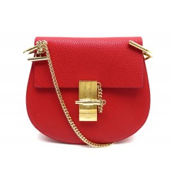 NEUF SAC A MAIN CHLOE MINI DREW 3S1032-944 BANDOULIERE CUIR GRAINE PURSE 1425€