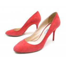 CHAUSSURES PRADA 39 IT 39.5 FR ESCARPINS DAIM VEAU VELOURS ROSE CORAIL PUMP 530€