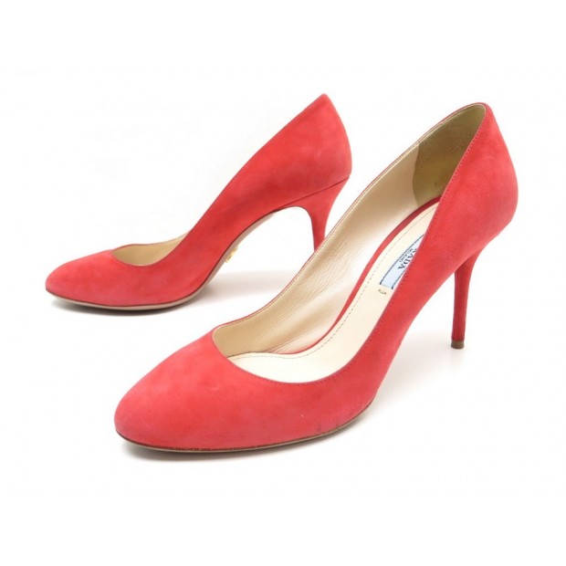 CHAUSSURES PRADA 39 IT 39.5 FR ESCARPINS DAIM VEAU VELOURS ROSE CORAIL PUMP 530€