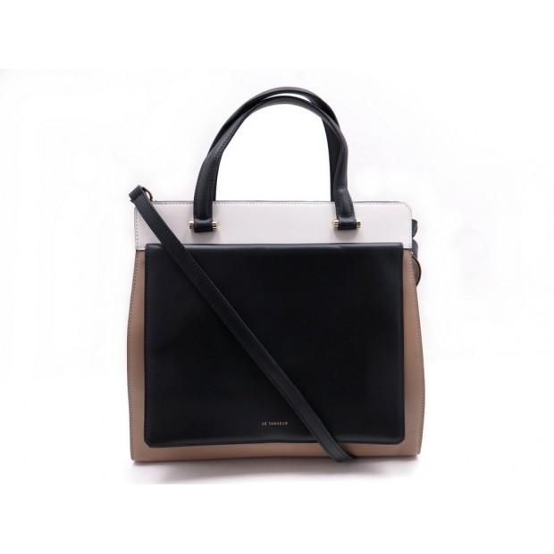 NEUF SAC A MAIN LE TANNEUR ADORABLE BANDOULIERE EN CUIR NOIR HAND BAG PURSE 470€