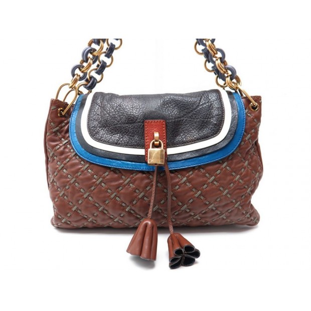 SAC A MAIN MARC JACOBS EN CUIR MARRON MATELASSE BROWN PURSE HAND BAG 1055€