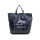  SAC A MAIN VANESSA BRUNO LE CABAS OEILLETS 51 CM CUIR BLEU 