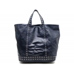 NEUF SAC A MAIN VANESSA BRUNO CABAS MOYEN + EN CUIR BLEU MARINE BAG PURSE 285€