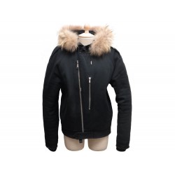 MANTEAU SANDRO BLOUSON M EN LAINE & SYNTHETIQUE NOIR FOURRURE JACKET FUR 695€