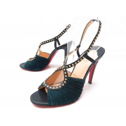 NEUF CHAUSSURES CHRISTIAN LOUBOUTIN MULES A TALONS 36.5 PERLES DOREES SHOES 695€