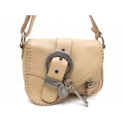 SAC A MAIN CHRISTIAN DIOR GAUCHO EN CUIR BEIGE POCHON HAND BAG PURSE TOTE 980€