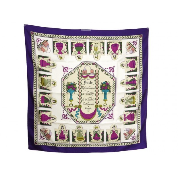 FOULARD HERMES HUILE RAFRAICHISSANTE A L'USAGE DE LA TOILETTE PARFUMEE SOIE 350€