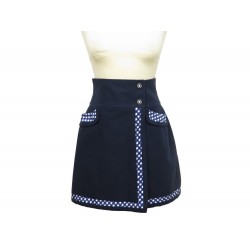 NEUF JUPE CHANEL SPORT 36 S COTON BLEU A CARREAUX VICHY LOGO CC BLUE SKIRT 1500€