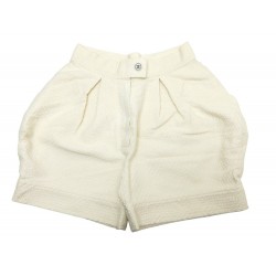 NEUF SHORT CHANEL COLLECTION SPORT S 36 COTON ECRU GAUFRE BOUTONS LOGO CC 940€