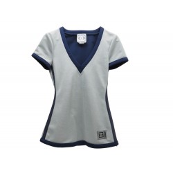 NEUF TSHIRT COL V CHANEL SPORT 25314 M 38 RESPIRANT BLEU HAUT TOP T-SHIRT 1290€