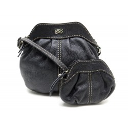 NEUF SAC A MAIN LANCEL A03049 GOUSSET BANDOULIERE + PORTE MONNAIE CUIR NOIR 710€