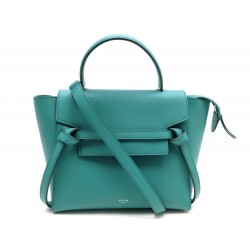 NEUF SAC A MAIN CELINE BELT MICRO 180153 BANDOULIERE CUIR GRAINE BLEU BAG 1600€